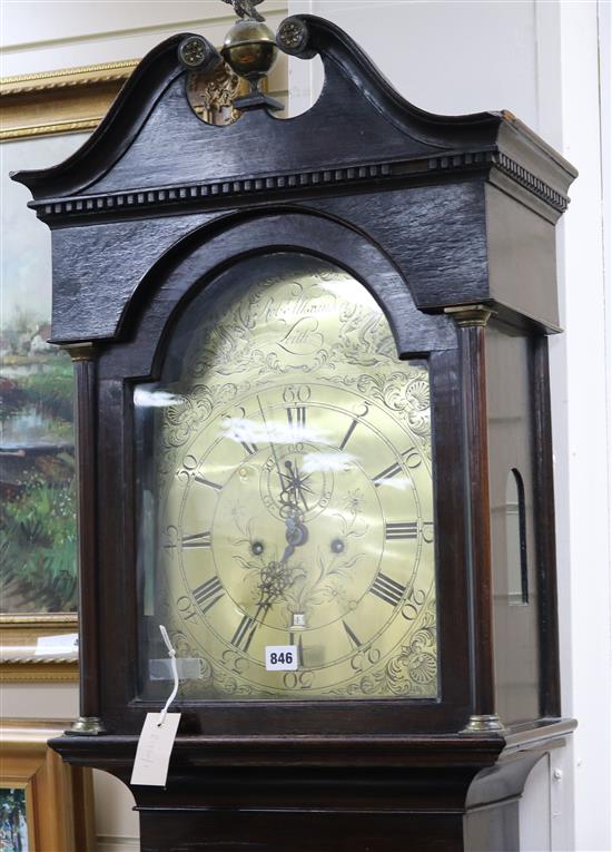 A George III oak longcase clock, Robt Alexander, Leith, H.225cm